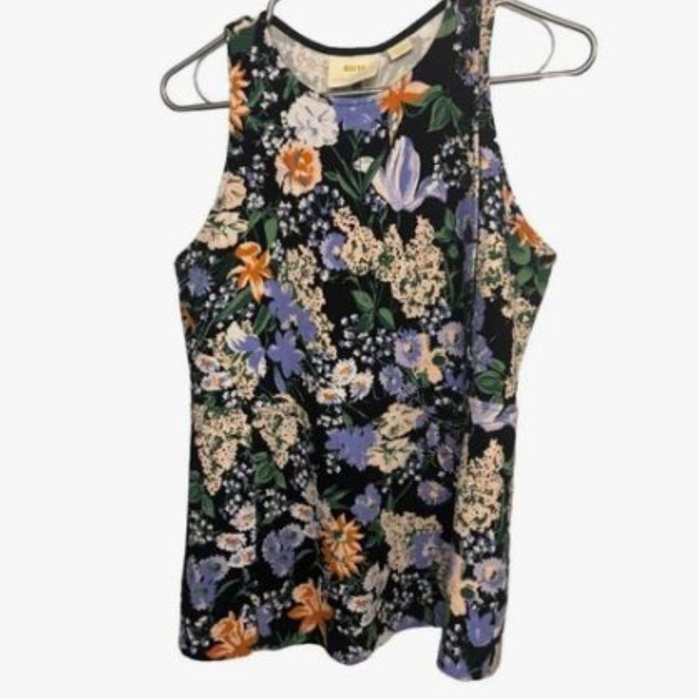 Maeve by Anthropologie Peplum Floral Sleeveless Button Accent Womens M